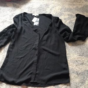 NWT semi sheer button down top